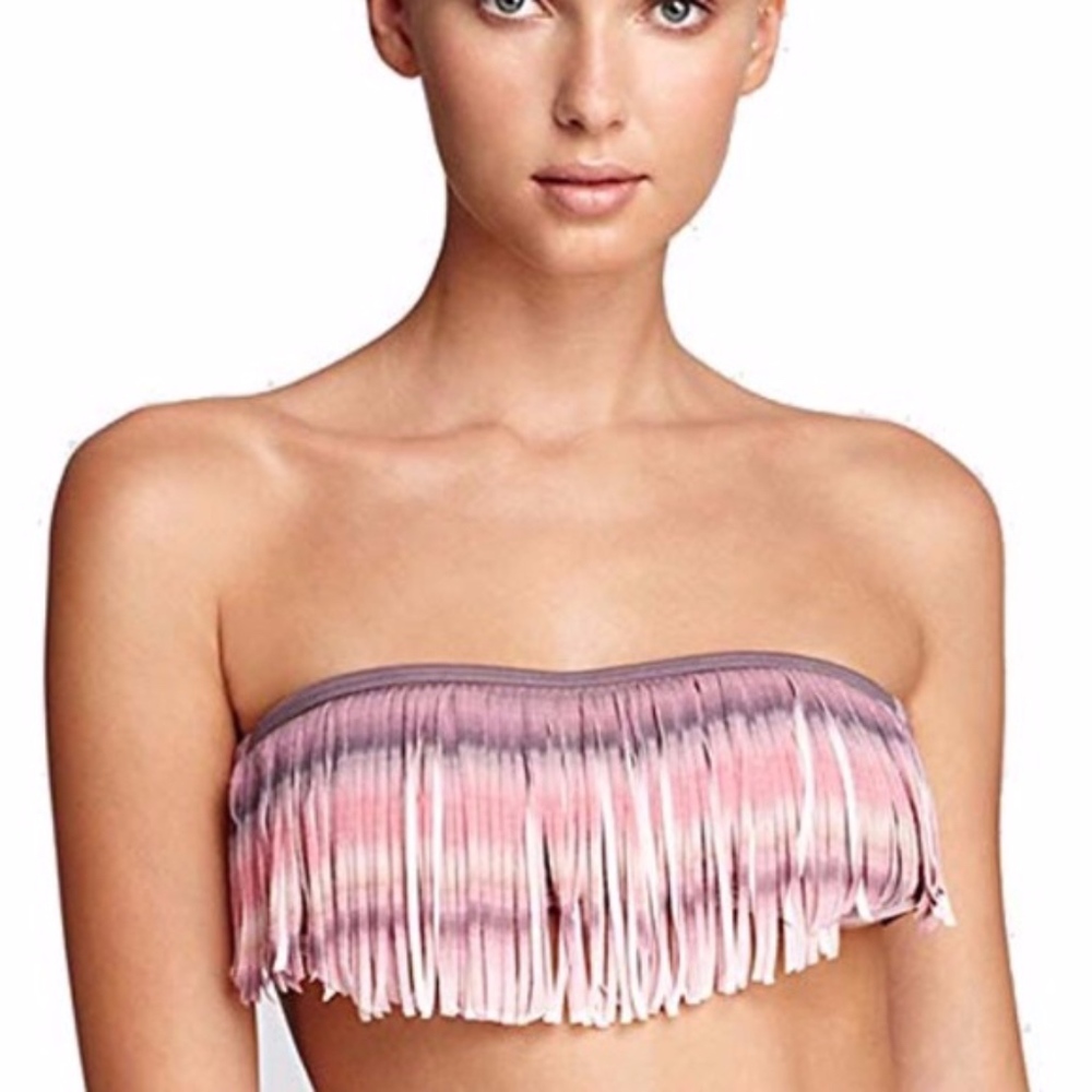 LSPACE multicolored fringe bikini top